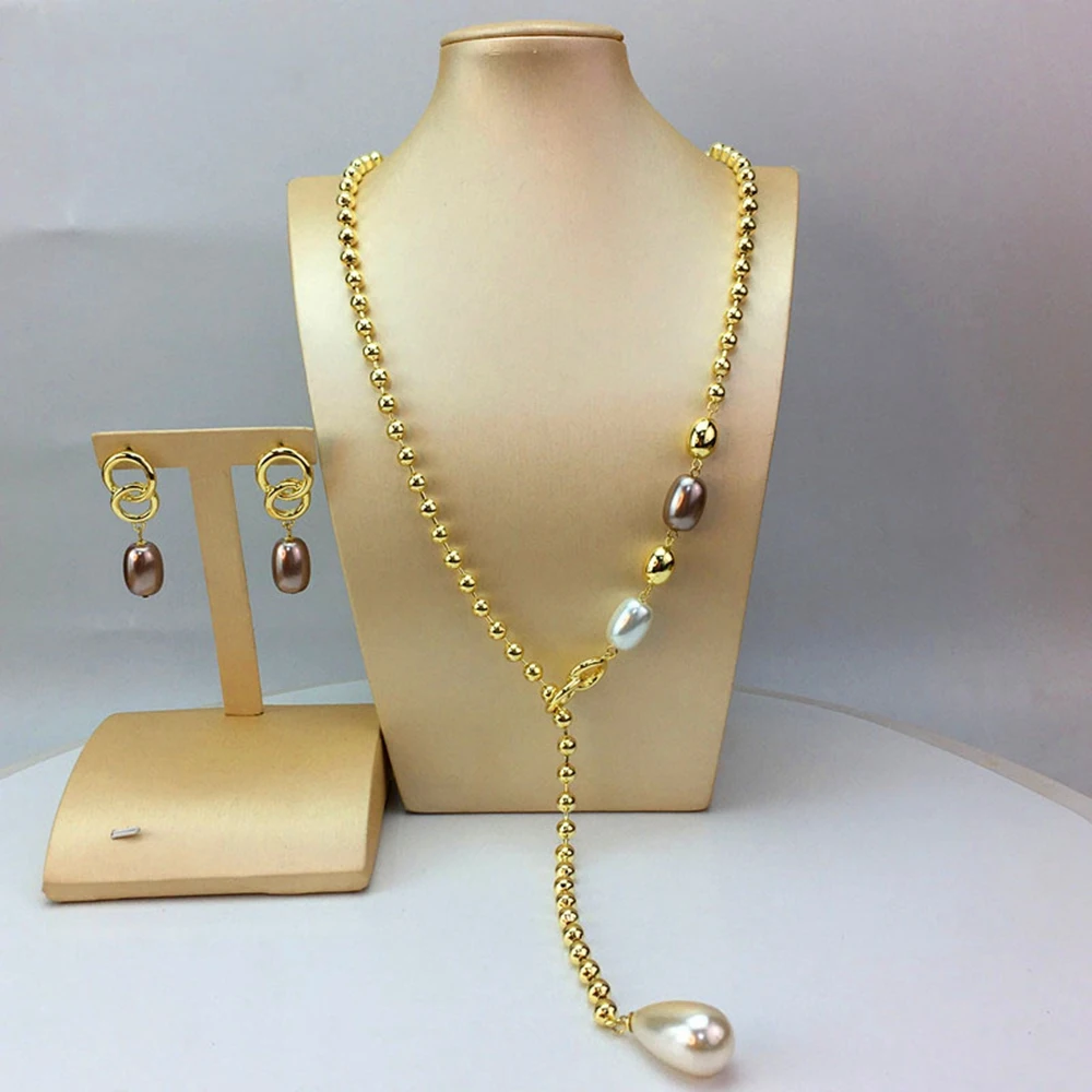 Yuminglai  Dubai Fine Jewelry Long Chain with Earrings for Women  FHK18354