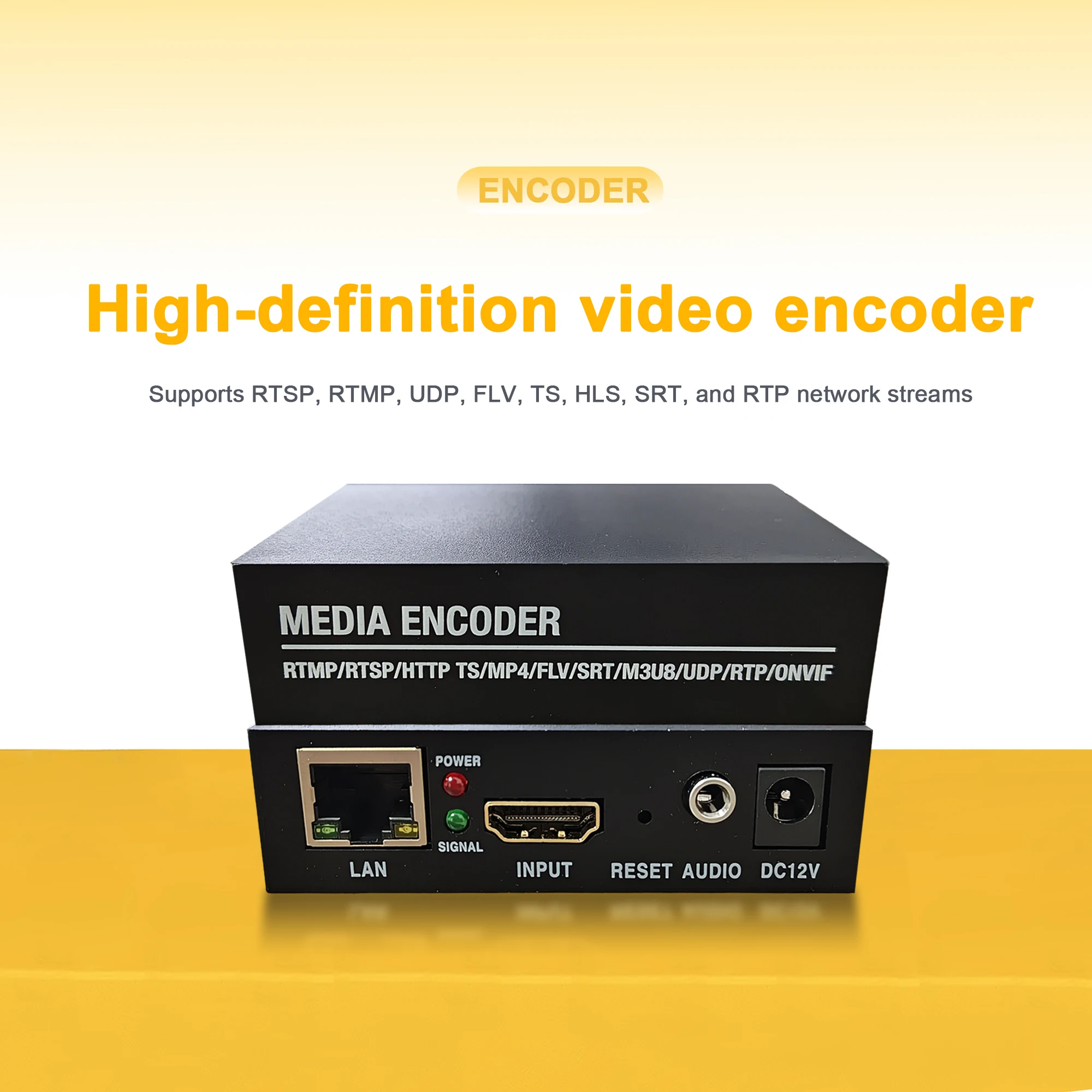 High-definition Video Encoder with SRT, RTSP, RTMP Streaming for Computer Surveillance Connected to NVR