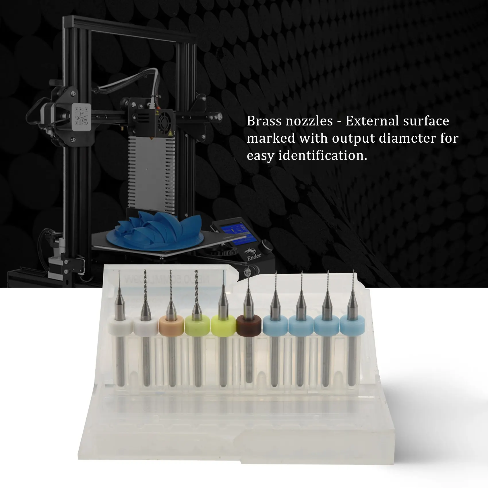 Mega Sale 3D Printer Nozzle Kit MK8 Extruder Nozzles Copper Print Head with Cleaning Drill Bits for Creality CR-10 Ender
