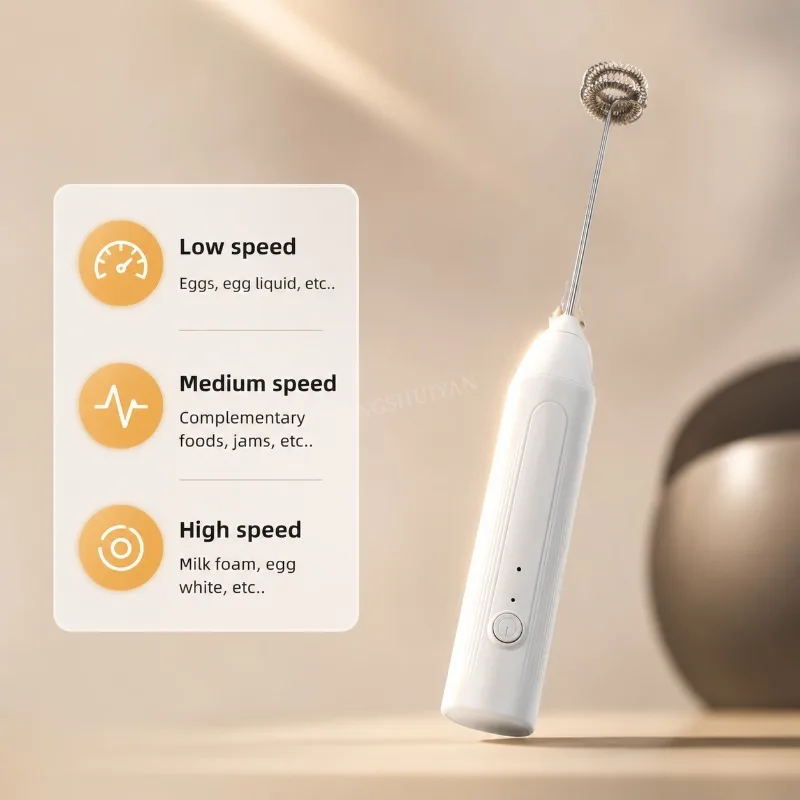 MINI Milk Frother USB Rechargeable 3 Speeds Foam Maker Coffee Whisk Mixer Electric Handle Blender Egg Beater view 4