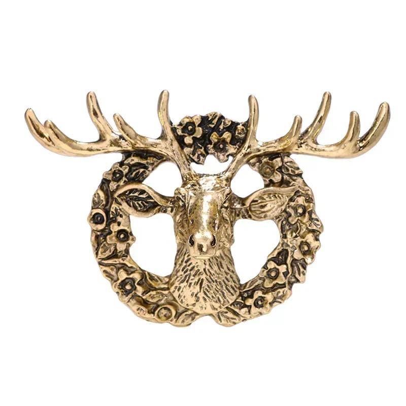 Retro Deer Elk Head Brooches Pins Fashion Animal Lapel Pin Brooch Badge Christmas Jewelry Gifts for Women and Men Accessories