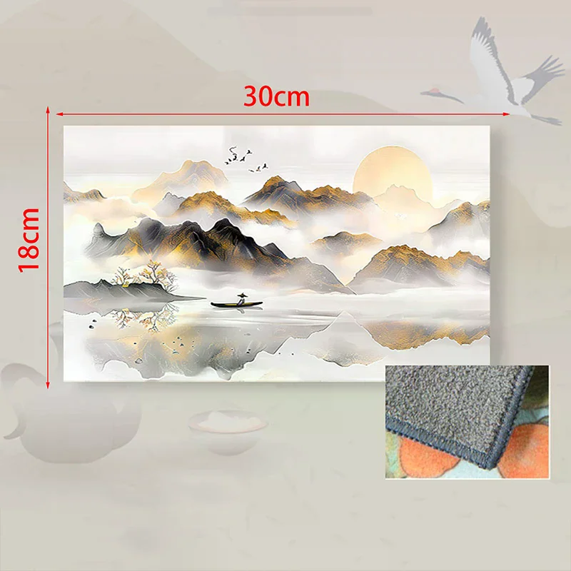 30*18cm High-end Tea Towel With Retro Style And Colorful Painting, Special Tea-drinking Cloth, Premium Tea Set