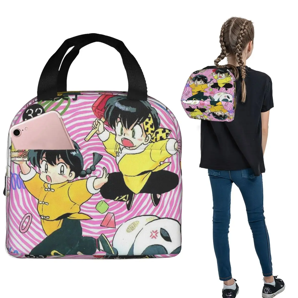 

Ranma 12, сумки для обеда в стиле аниме, меняющие воин, изолированная коробка для бенто, водонепроницаемая сумка для обеда, сумки для пикника для женщин и детей, офис