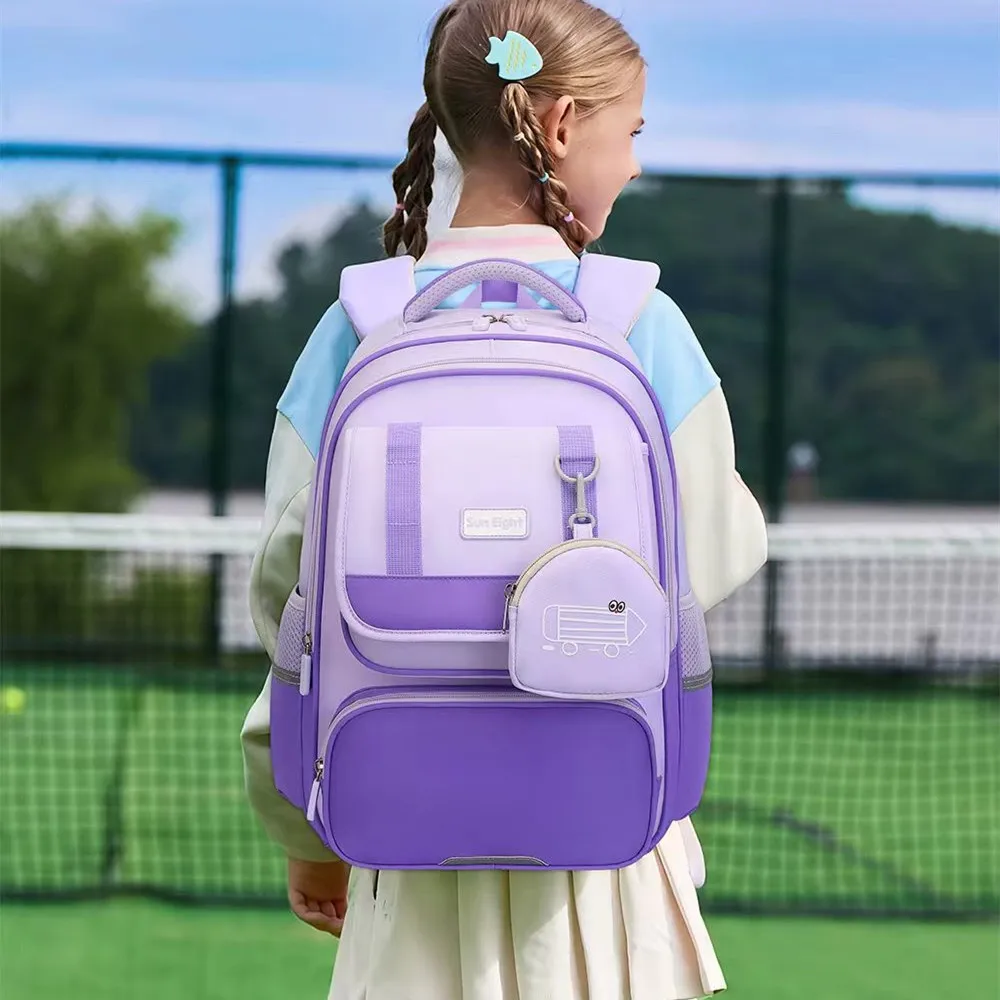 Sun Eight New School Bag Boy Girl Grade 3-6 Primary Student Shoulder Orthopedic Backpack Large Capacity Light Mochila Escolar