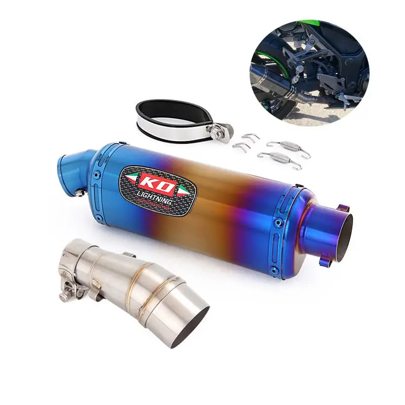 

For Kawasaki Ninja300 Ninja250 Z250 2013-2016 Motorcycle Mid Exhaust Link Pipe 51mm Blue Muffler With Removable DB Killer Escape