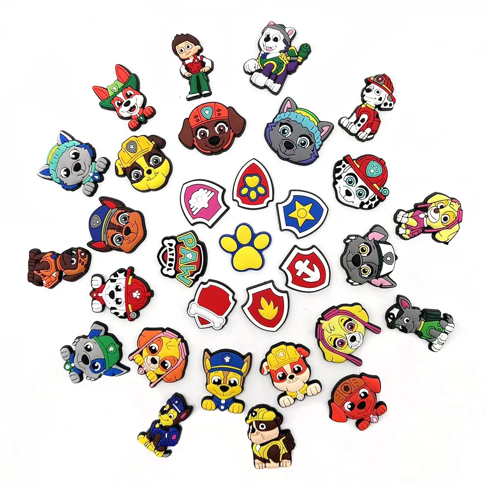 31Pcs Cartoon Anime Paw Patrol series DIY Shoe Charms for Clogs Bubble Slides Sandals PVC Shoe Decorations Accessories For Teens