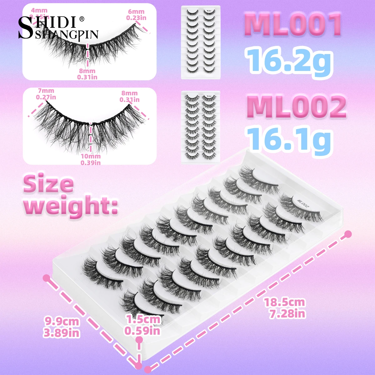 SHIDISHANGPIN 6/10 Paar Kreuz-Manga-Wimpern, 3D-natürliche falsche Wimpern, flauschige weiche Wimpern, Wispy, natürliches Wimpernverlängerungs-Make-up