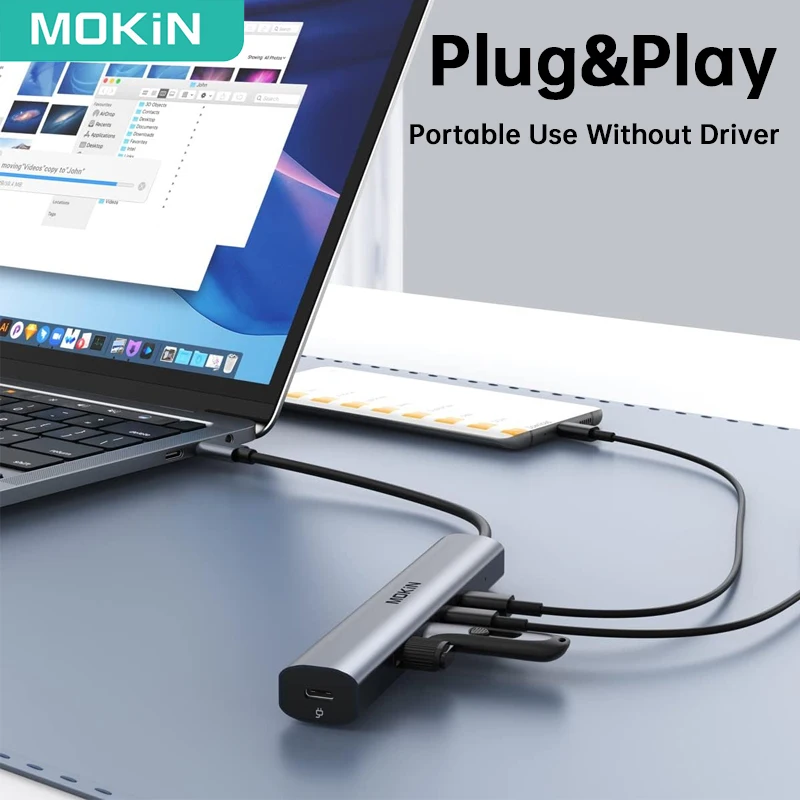 MOKiN USB Type C Hub 10Gbps USB C Splitter PD100W Charging for Tablets Laptops PC Accessories MacBook Pro/Air iPad Phone Surface