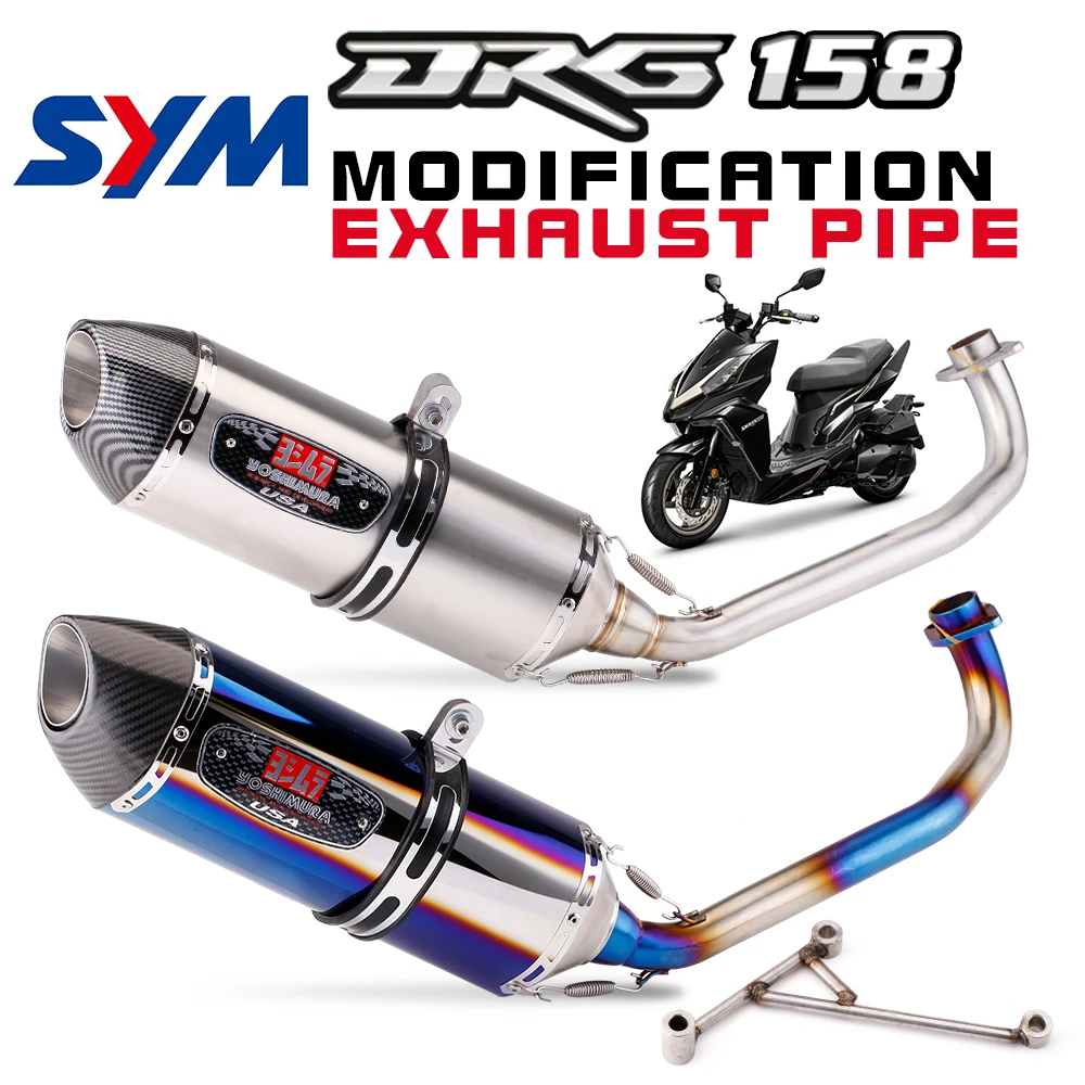 

Slip On Full Exhaust System For SYM DRG BT DRG158 DRG 158 Motorcycle Exhaust Modified Escape Moto Muffler Front Middle Link Pipe