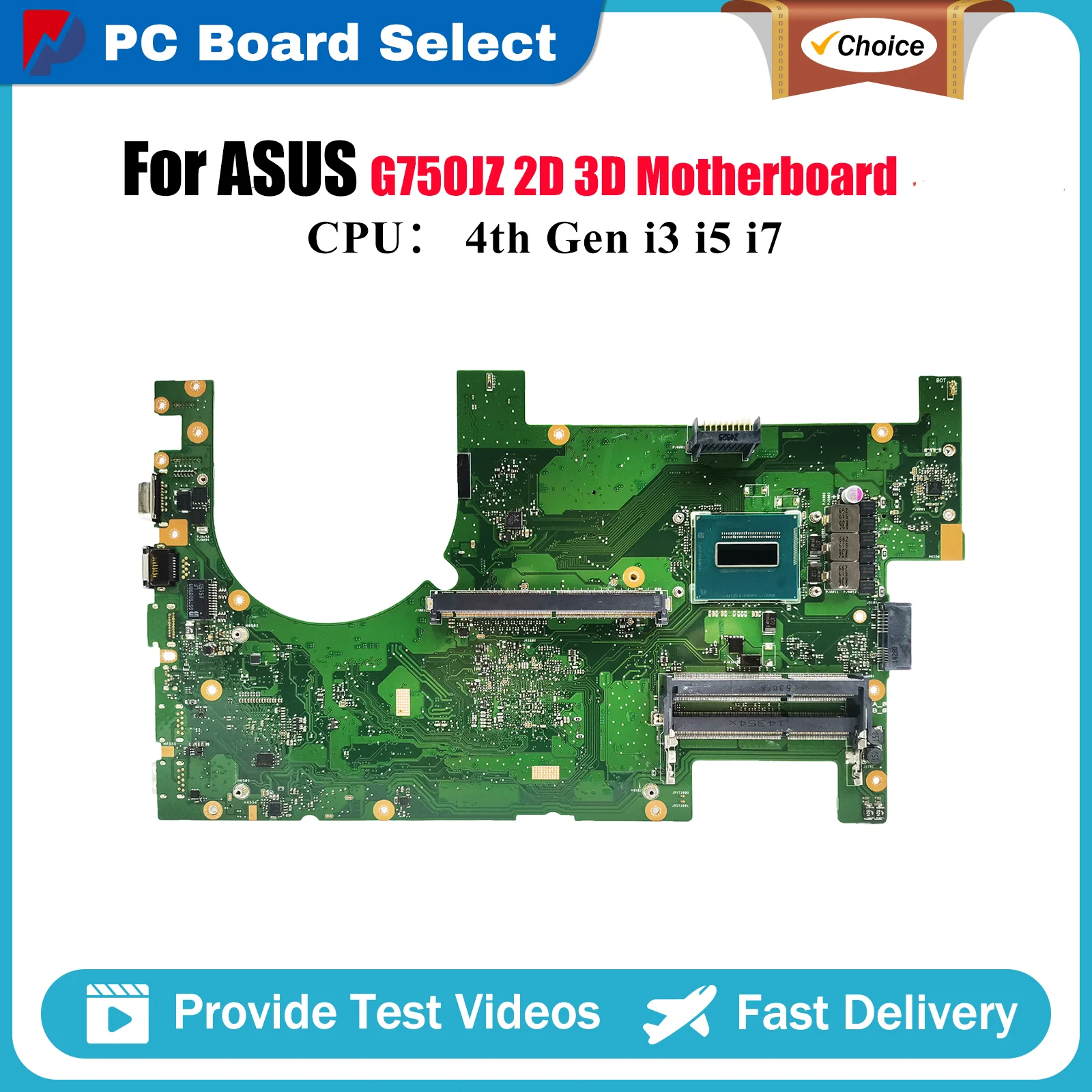 

G750JZ Laptop Motherboard For ASUS ROG G750JH G750JW G750J G750JX G750JY G750JM G750JZ Mainboard With i3 i5 i7 CPU tests OK stk
