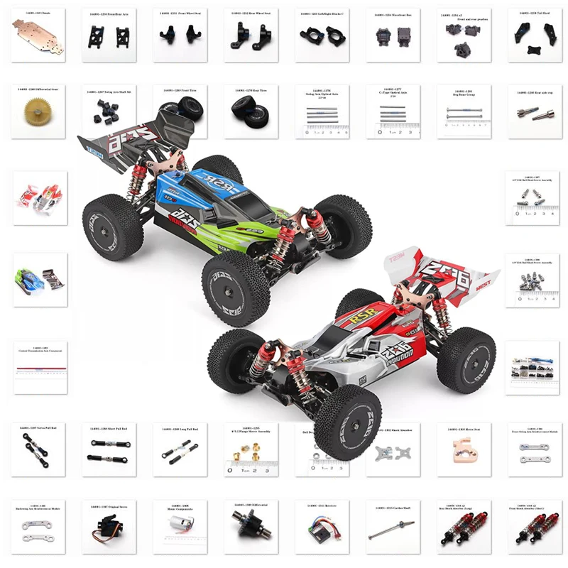 WLtoys 1/14 144001 RC Original Car Shell Shock Absorber Front Rear Tire Assembly C Seat Arm Receiver Motor Spare Parts Set