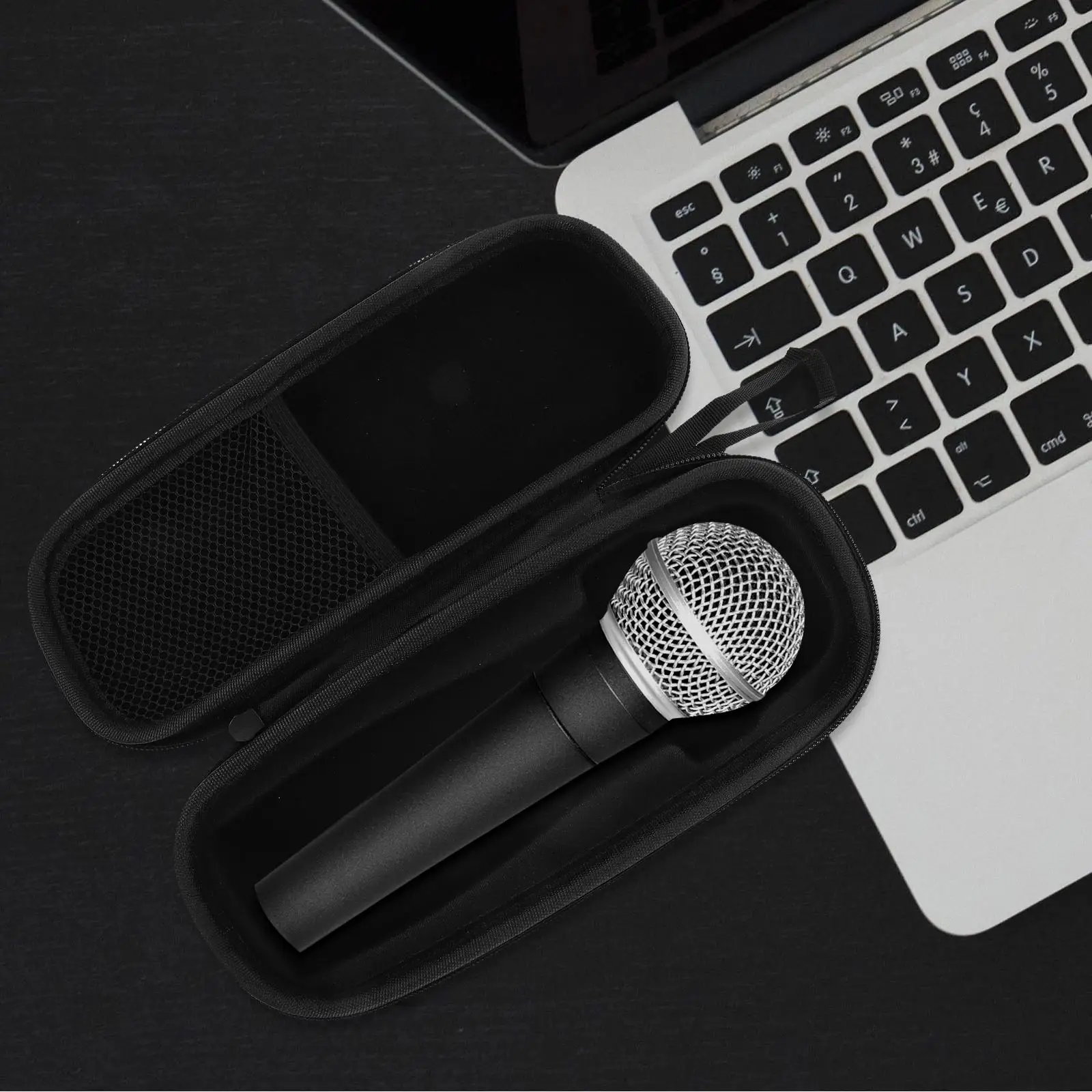 マイク収納ボックス保護ケースキャリーポーチハードシェルジップオーガナイザーキャリーケース用