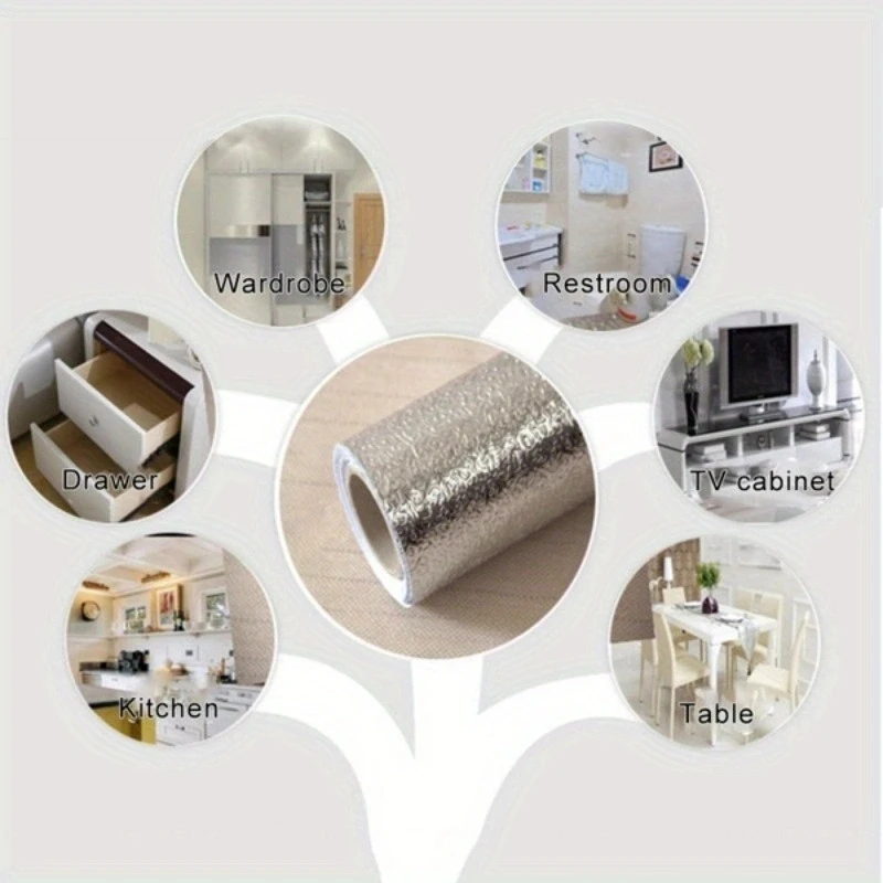 YITAPE Kitchen Aluminum Foil Sticker Self Adhesive Oil Proof Waterproof Wallpaper for Countertop Cabinet Drawer Shelf Liner view 5