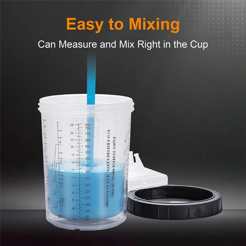 Система чашек для краски M11K для HVLP и LVLP, комплект чашек для краски на 28 унций (800 мл), включая 50 чашек, крышки, 1 жесткое стопорное кольцо, 20 заглушек