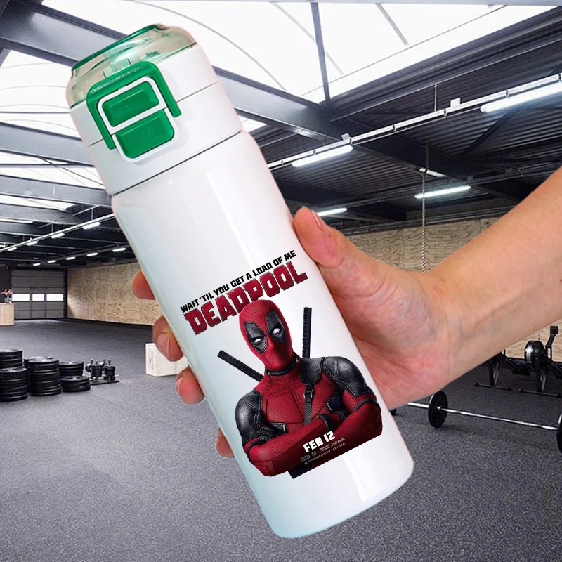 

Miniso Deadpool and Wolverine Stainless Steel 500ml Straw Drinking Double layered Drinking Cup for Students and Children