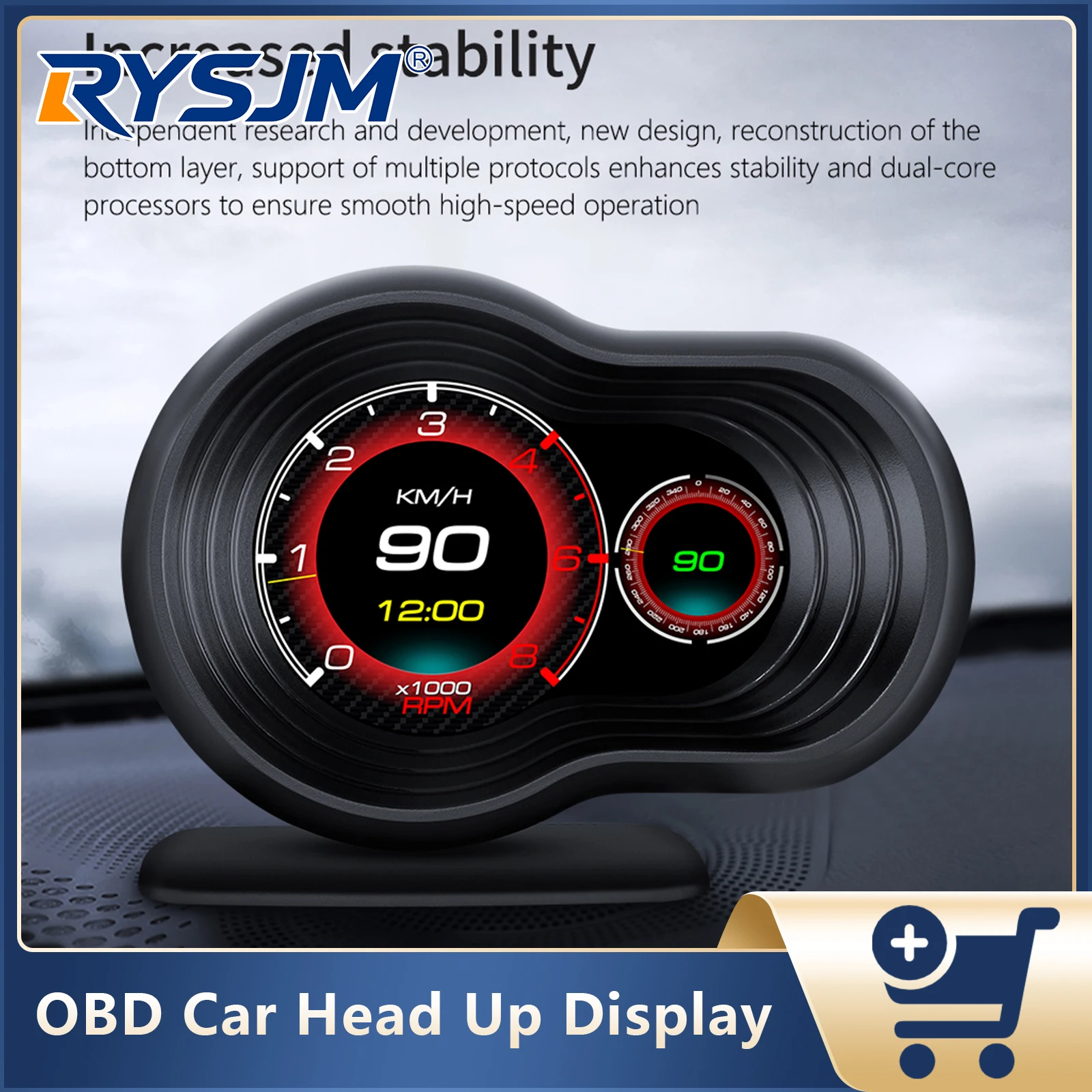 F9 Smart Digital OBD2 Gauge OBD Head Up Display Speed RPM Water Temp Fuel Consumption LCD Dashboard Auto Electronic Accessories