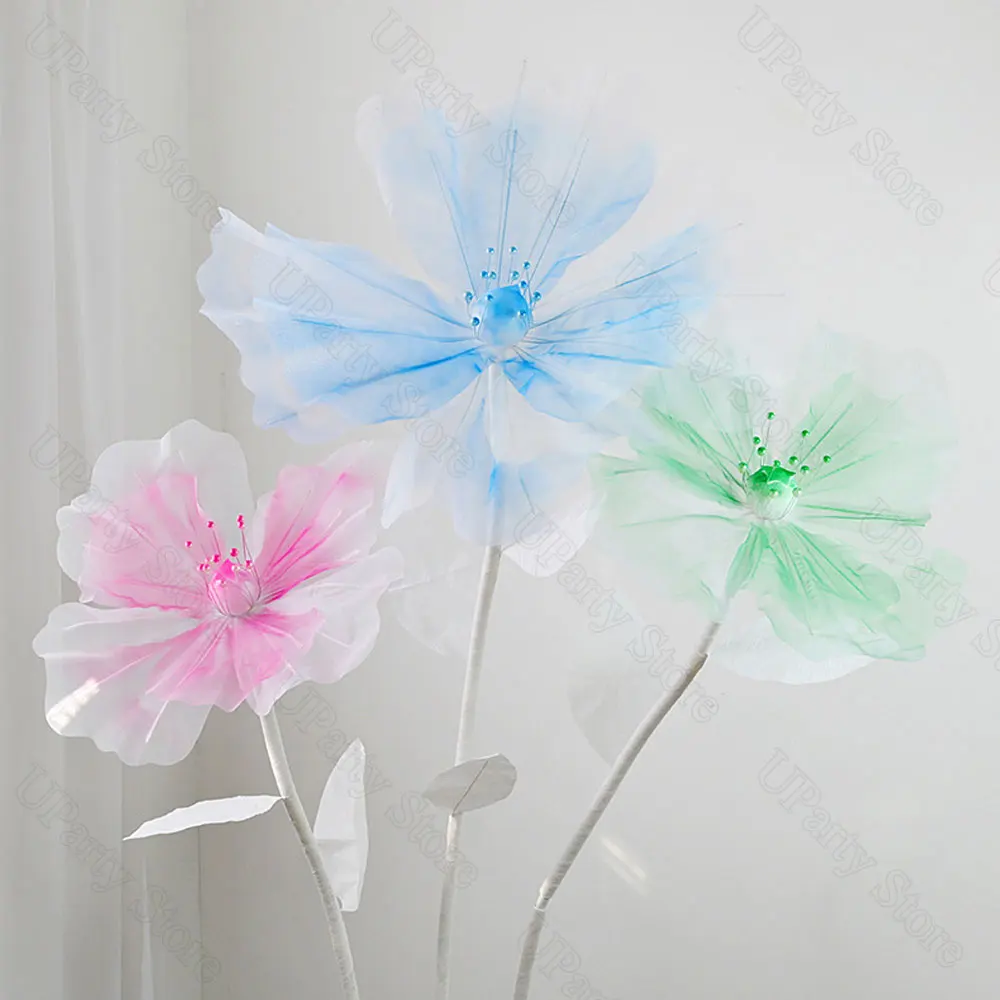 1Pc Large Artificial Flowers for Wedding Decorations Giant Guaze Wedding Flowers for Engagement Fairy Birthday Backdrop Decor