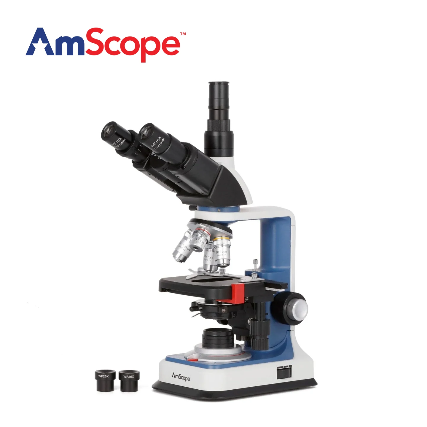AmScope T120C-R Series USB-C Rechargeable Student Trinocular Compound Microscope