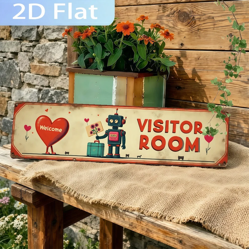 2D Flat, Vintage-Style Sign Labeled Visitor Room Sign. It'S an Ideal Piece for Home Decoration, Suitable for Bathrooms