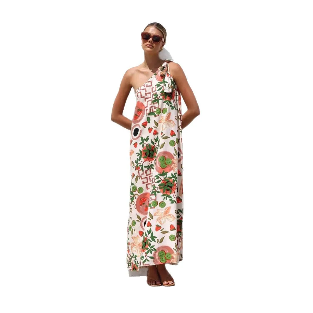 Femmes ample été décontracté motif 3D robe femmes Sexy sans manches Maxi robe mode plage vacances Robes Robes Robes