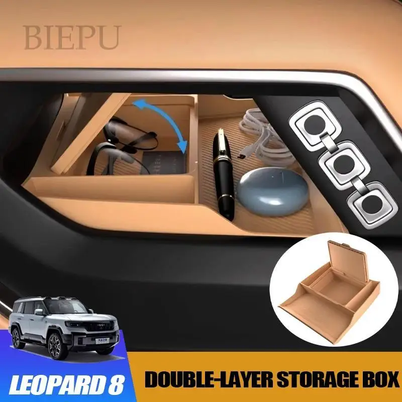 

Under-Center Console Double-Layer Storage Box for BYD Leopard 8 Organizer with Silicone Anti-Slip Mat Interior Accessory