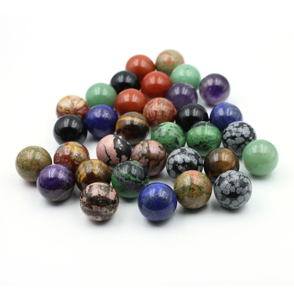 25mm Natural Gemstone Sphere Polished Reiki Healing Worry Stone Mini Pocket Palm Crystal Ball Amethyst Gem Globe Home Decoration