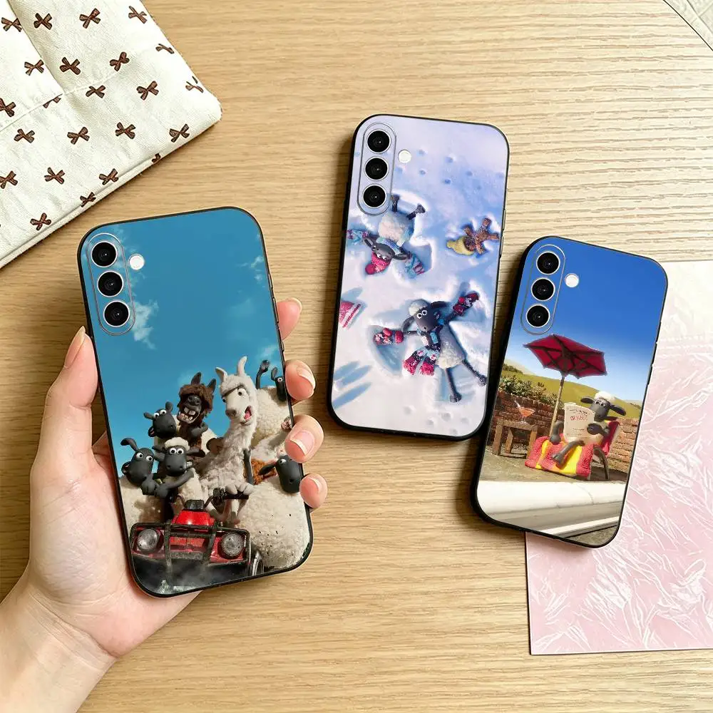 S-Shaun The Sheep  Phone Case For Samsung Galaxy A73,A72,A71,A70,A53,A52,A51,Others Soft Black Cover