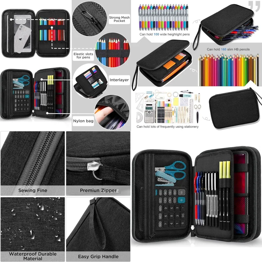 Custodia portaoggetti di grande capacità per pennarelli Astuccio per matite con design semplice Borsa per cancelleria compatta per materiali artistici e schizzi