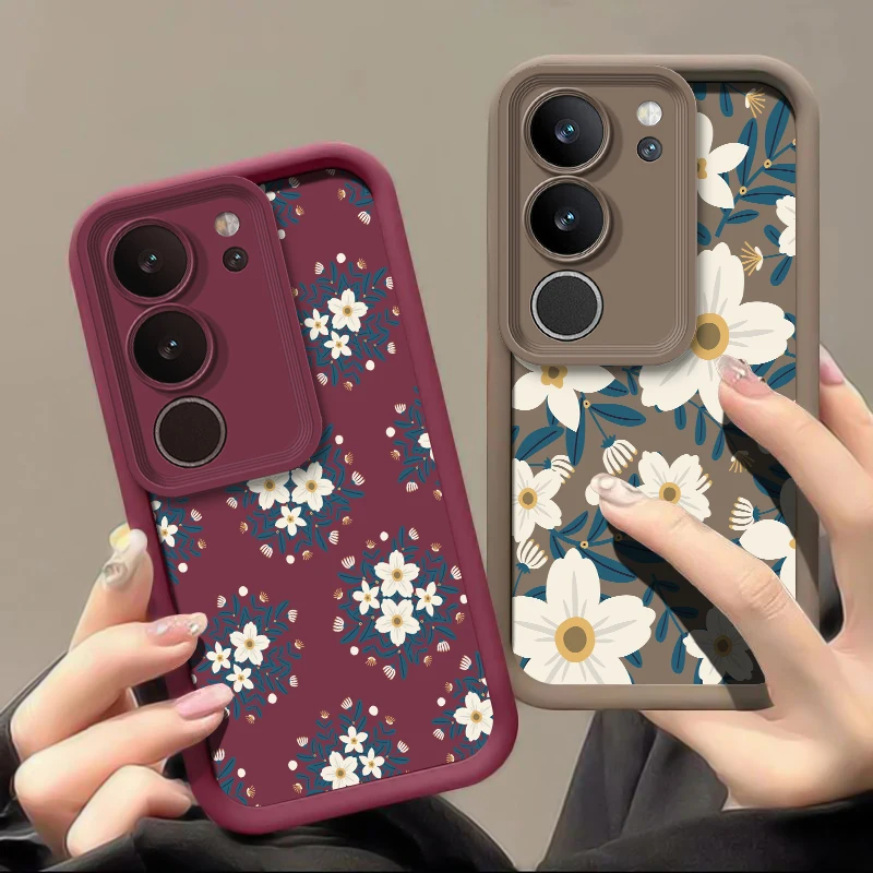 حافظة هاتف ناعمة لهاتف Vivo Y400 Pro Y300 Y72 Y55 Y53S Y52 Y51A Y50 Y200 Y100 Y89 Y81I Y77e Y76S غطاء زهور سميك مقاوم للصدمات #2