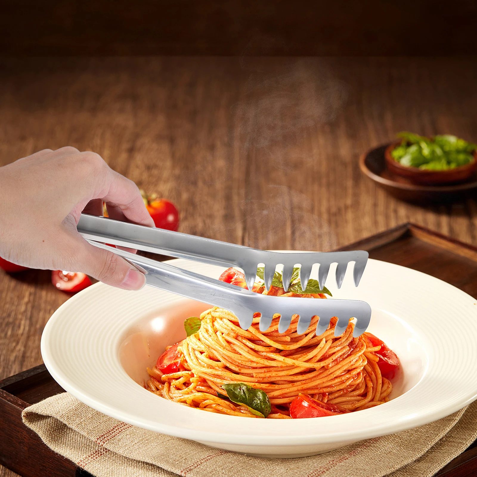 

1 set Italian Spaghetti Pasta Measuring Tool Stainless Steel Fork Comb Tong Slotted Spoon Kitchen Necessities Metal Pasta Device