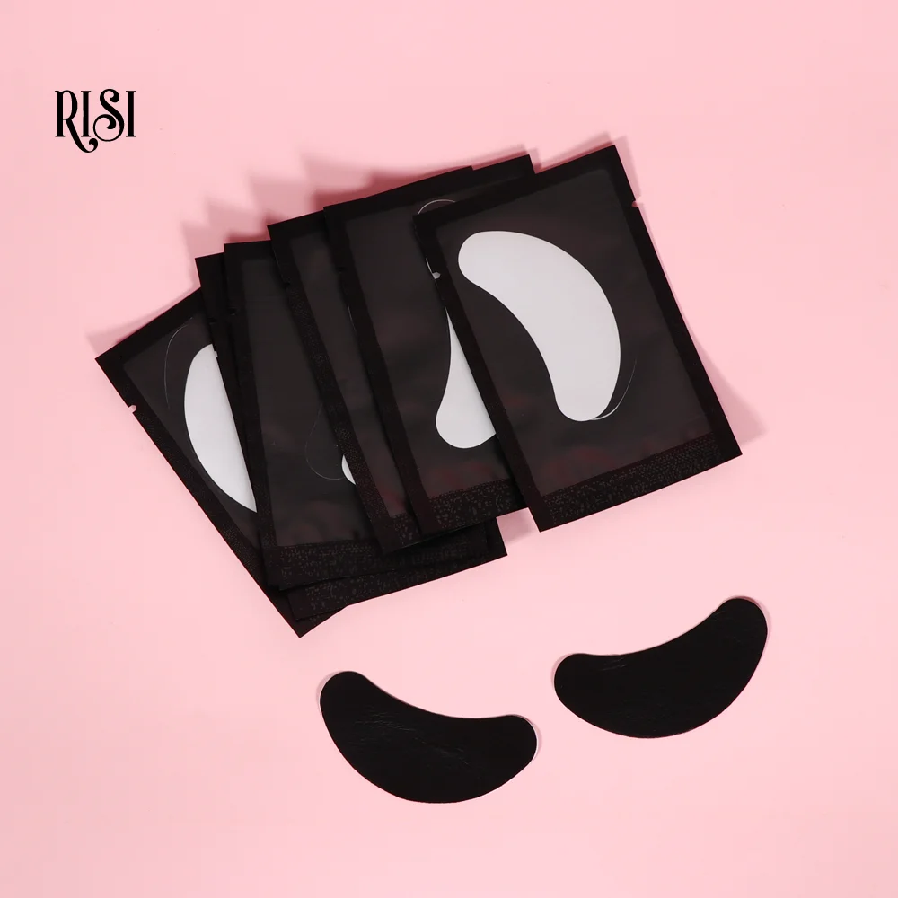 RISI 50Pairs/lot New Material UV Black Patches for Eyelash Extension Eye Gel Pads Hydrogel Isolate UV Eye Patches - view 6