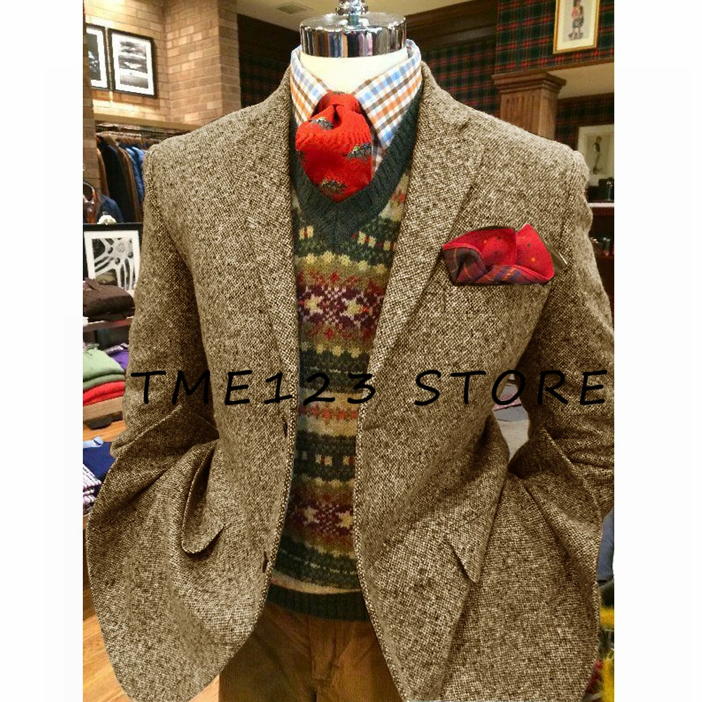 Veste à chevrons à simple boutonnage pour hommes, manteau à col en V pour hommes, vêtements d\'hiver décontractés, Y2K, nouveau, 2024
