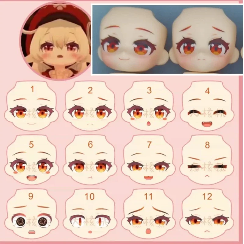 

Ob11 Klee Face Doll Handmade Water Sticker Faceplate Anime Game Cosplay Toy Accessories Free Shipping Items