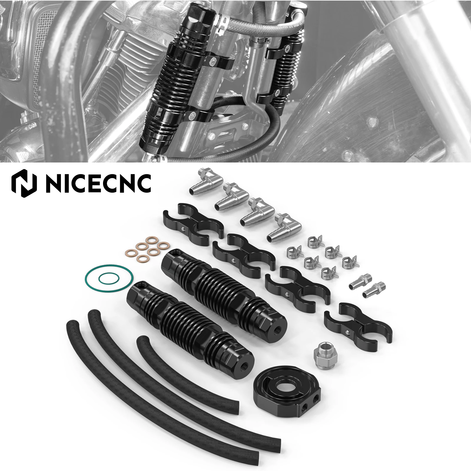 

NICECNC Modular Dual Oil Cooler For Harley Street Glide FLHX/Special FLHXS 2017-2023 Road Glide FLTRX Road King FLHR CVO Road