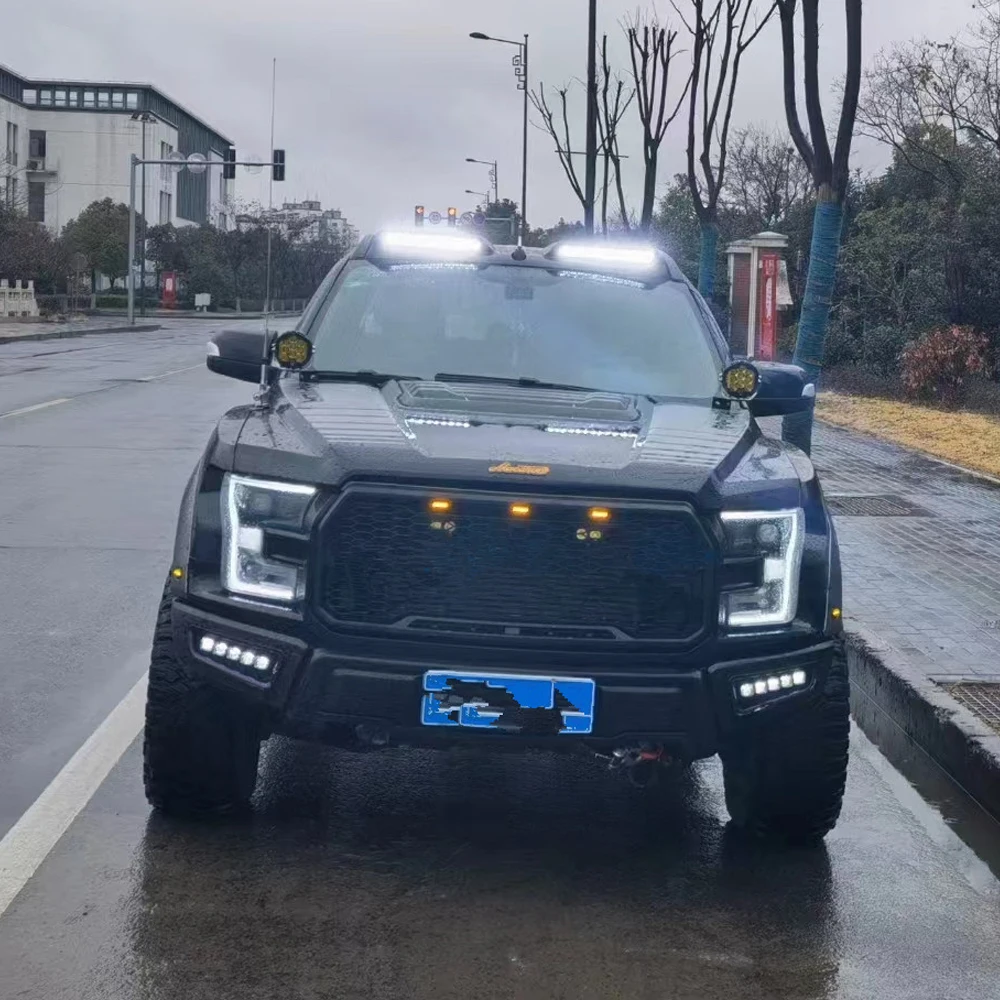 Pickup Car White Led Roof Lights Bar For 2012-2021 Ford Ranger Matte Black Roof Light For 2015-2021 Toyota Hilux Revo Rocco