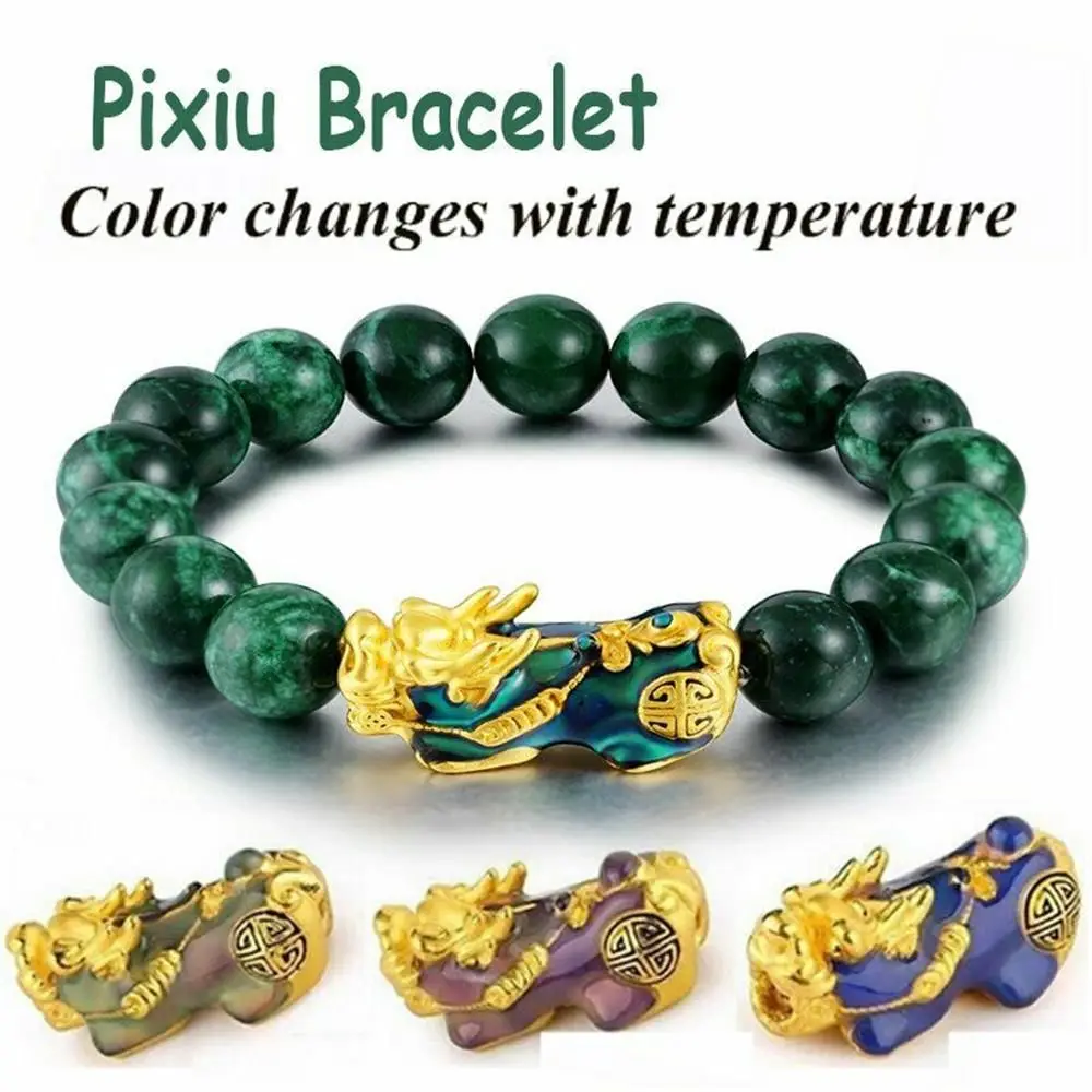 Feng Shui Green Obsidian Bracelet Pi Xiu Charm Beads Attract Wealth Lucky Gifts