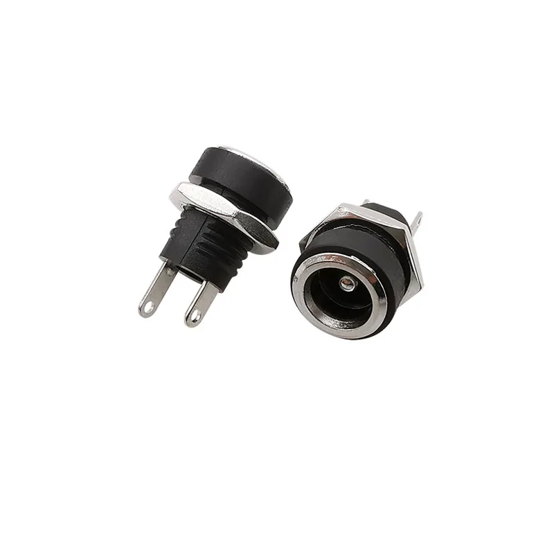 DC-022B 5.5x2.1mm DC Power Supply Female Jack Panel Mount Connector 5.5*2.1mm DC Socket Charging Plugs 2 legs Terminals Adapter