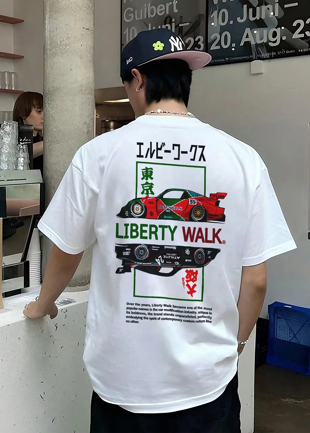 LBWK Liberty Walk Tokyo Race Car Print T-shirt Men Japanese Drift Car Culture Cotton Casual Unisex Tee