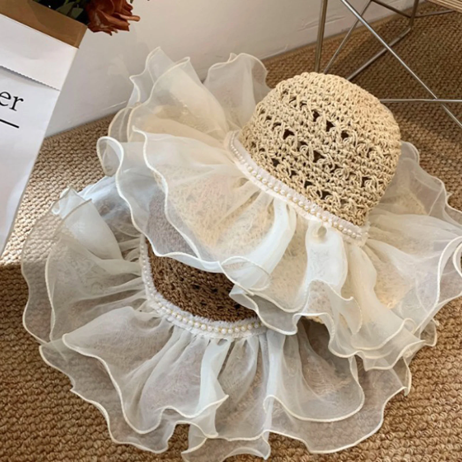 Sommer-Sonnenhut für Damen, Strohhut mit breiter Krempe, atmungsaktiv, faltbar, elegante Hüte für Sommerreisen, Strand, Angeln, Wandern