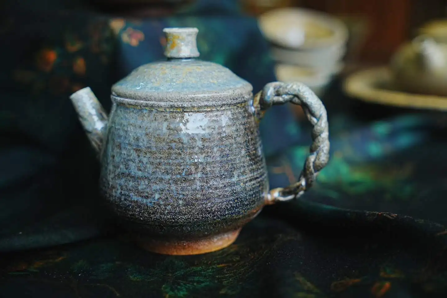 Wood-Fired Jianshui Zitao Teapot, Purple Clay Gongfu Tea Pot with Twisted Handle, Unique Ash Glaze, One-of-a-Kind