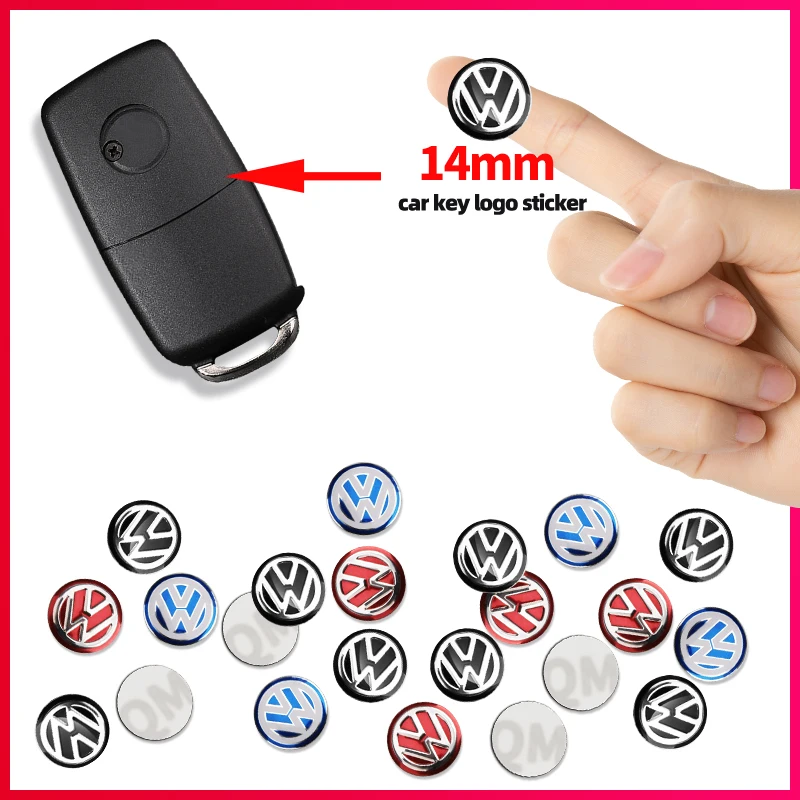 14mm Fob Car Logo Sticker for Car Remote Control Key For Volkswagen VW MTM Blue Motion Caddy Touareg Passat Polo amagi