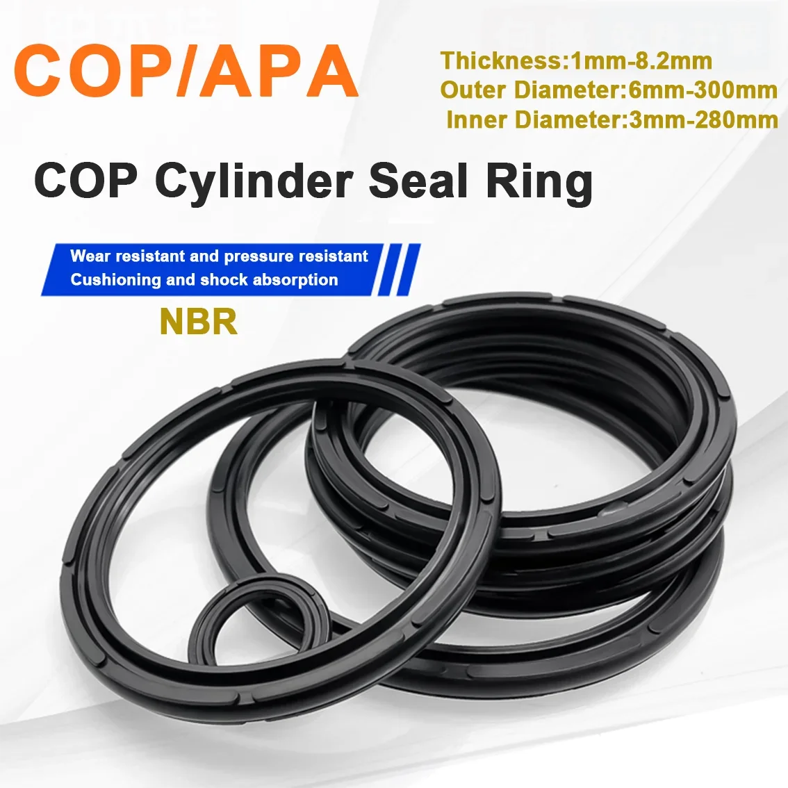 COP OPA C-1 NBR Rubber Pneumatic Piston Seal SC APA Double Acting Lip Seal ID3-280*OD6-300*THK1-8.2mm Cylinder Gasket O Ring Set