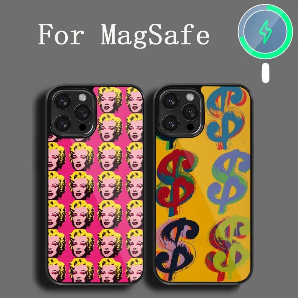 Art Andy Warhol  Phone Case For iPhone 14 13 12 11 15 Pro Max Plus Magsafe Magnetic Cover