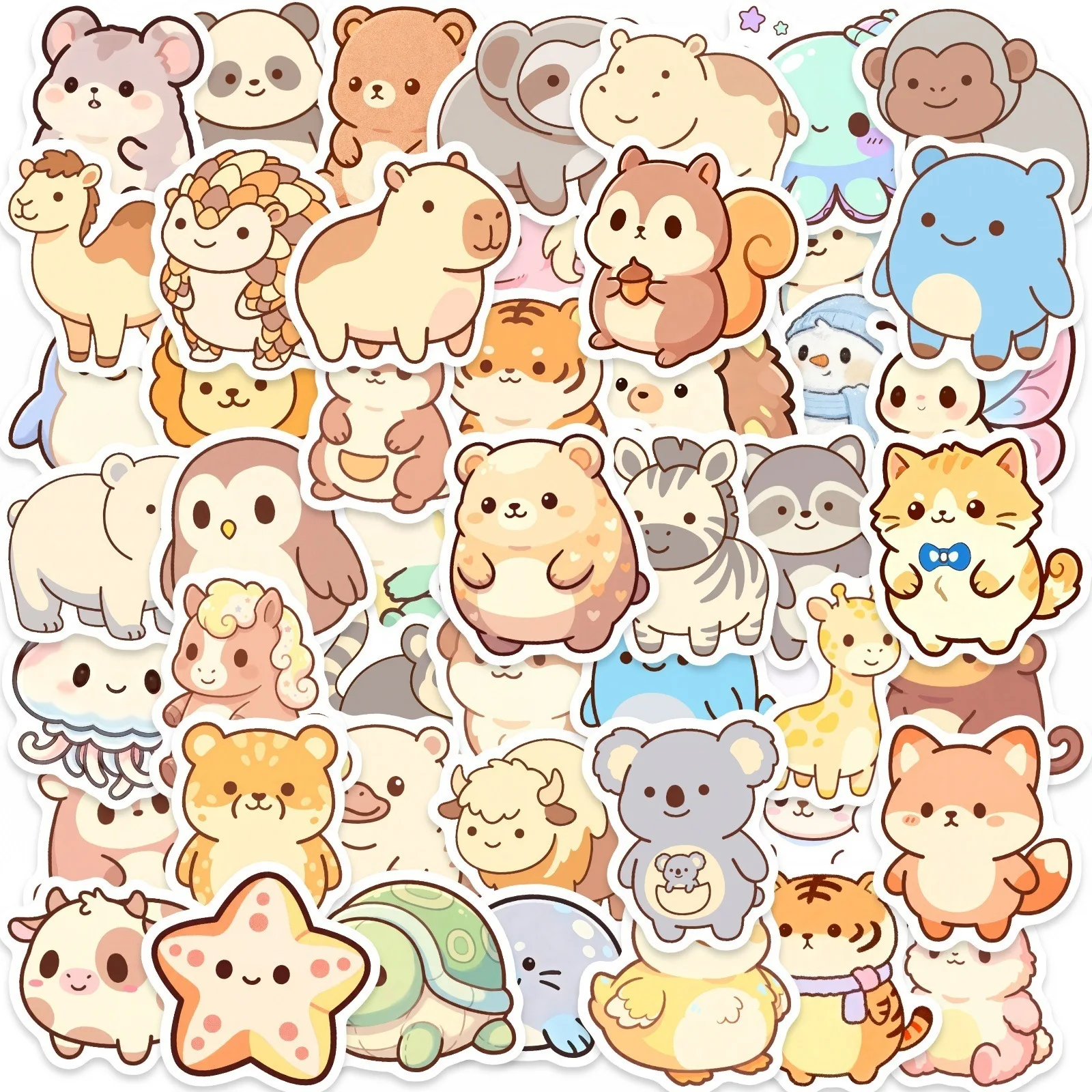 10/30/50PCS Cartoon Cute Mini Animal Stickers Book DIY Skateboard Kids Toys Guitar Luggage Suitcase Decoration Graffiti Sticker