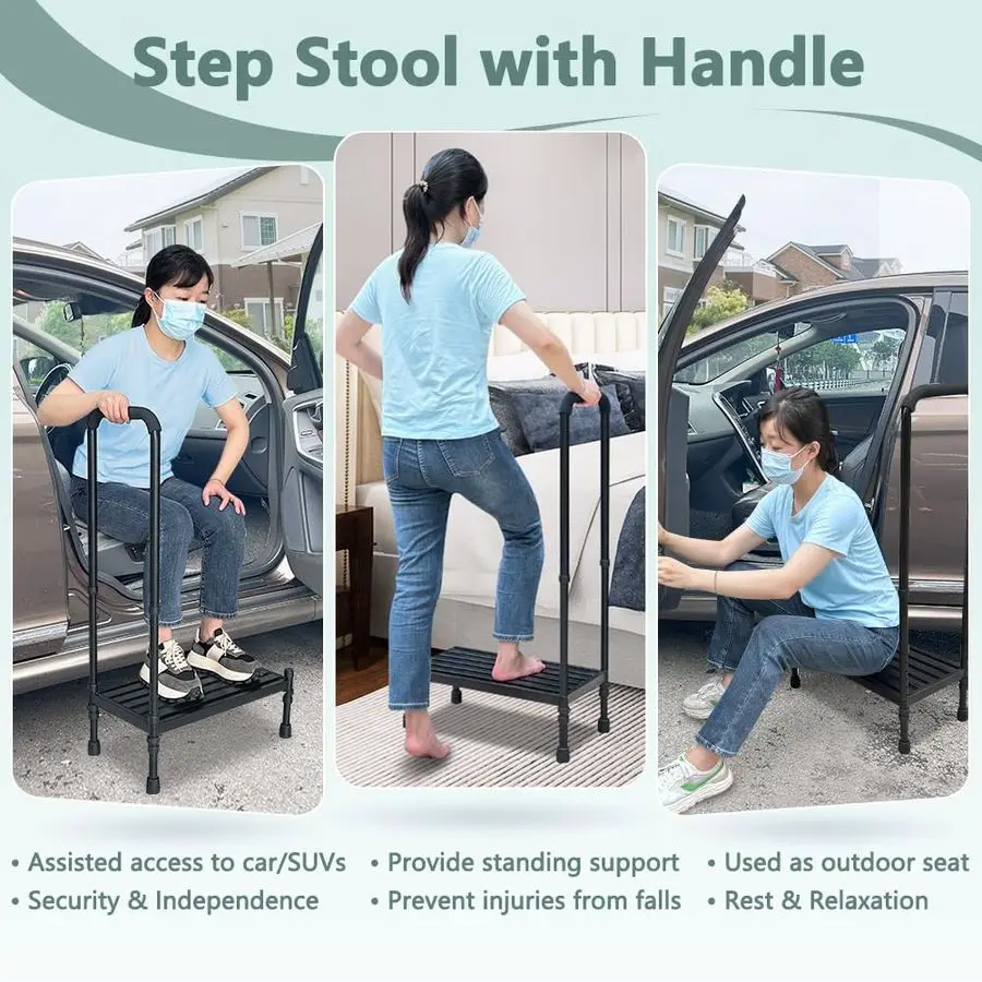 مقعد متدرج مع مقبض لكبار السن، خطوات مساعدة بجانب السرير للأسرّة العالية للبالغين وكبار السن، سيارة آمنة للمعاقين في الدفع الرباعي #5