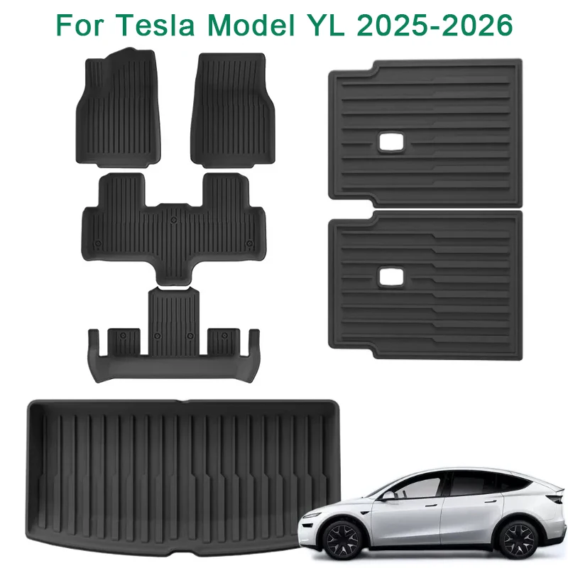 

for Tesla Model YL 2025 2026 Car Floor Mats TPE Cargo Liner Waterproof Foot Pad Floor Liners 3D Trunk Mats Back Cushion