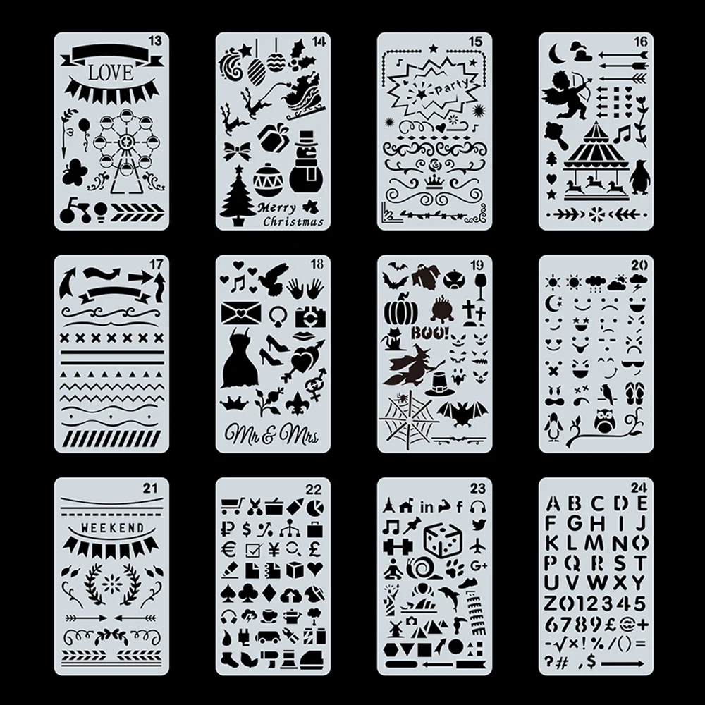 1pc Drawing Stencils Hollow Out Design PET Material Template Reusable for Children Students DIY Painting Craft Notebook