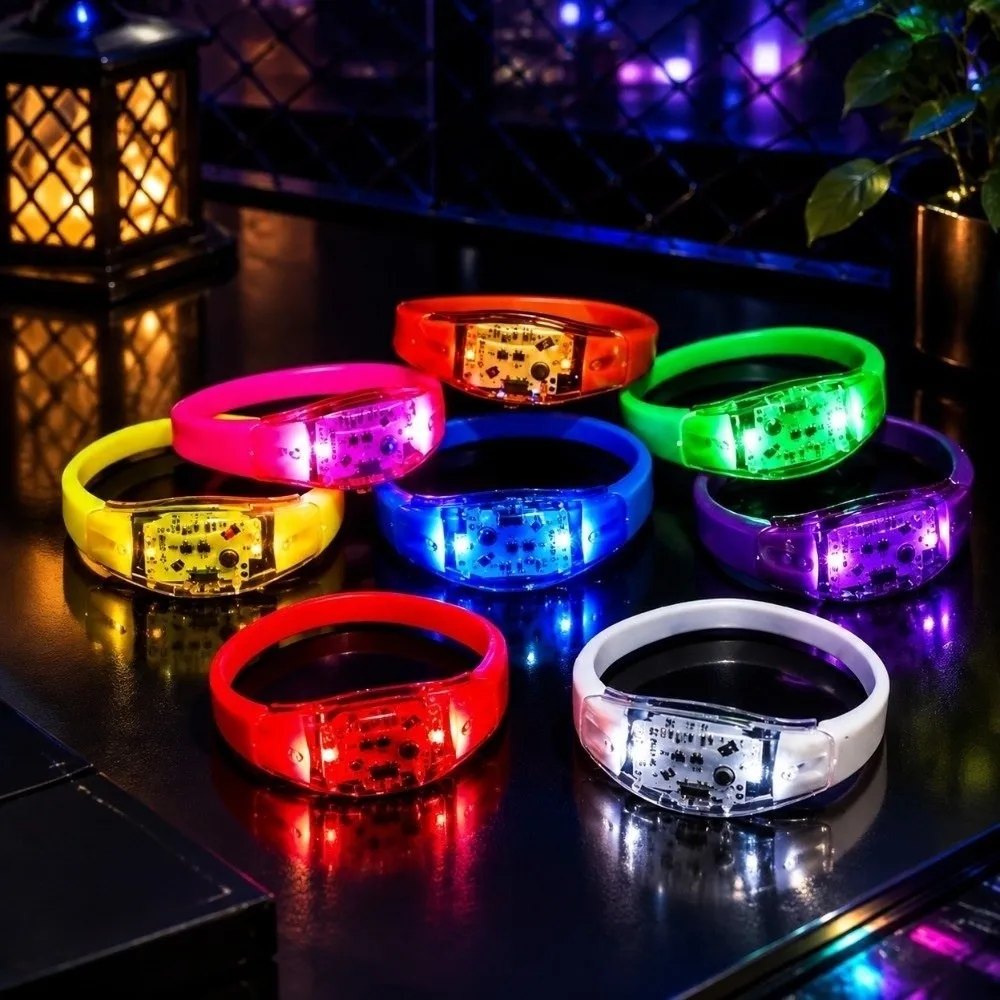 Gifts Silicone LED Glow Bracelets Creative Funny Voice Controlled Flash Wristbands Atmosphere Props Light Up Wristbands Concerts