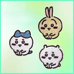 Anime Figure Embroidered Patches Cute 치이카와 Cartoon Hook and Loop Embroidered Cloth Sticker Sewing Decorative Sticker