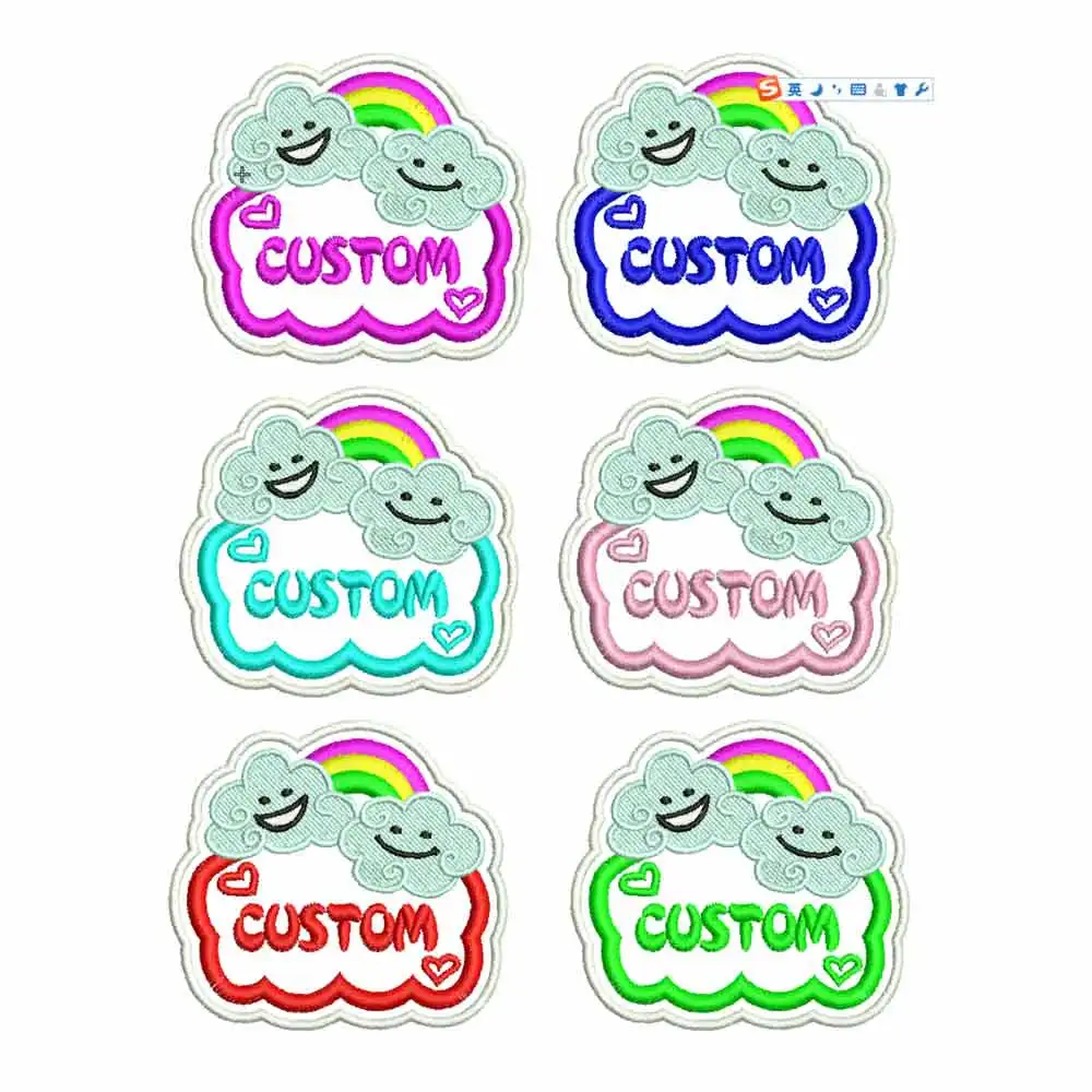 Customized rainbow kindergarten baby name patch children's embroidery name stickers to cloth hat sewing names car boat aircraft